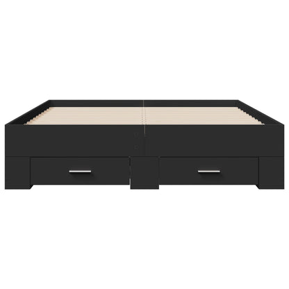 vidaXL Bed Frame | Black | Engineered wood | 135 x 190 cm Double | Bed Frame