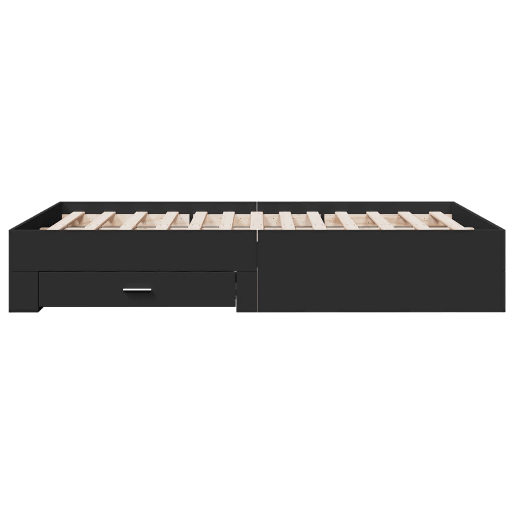 vidaXL Bed Frame | Black | Engineered wood | 135 x 190 cm Double | Bed Frame