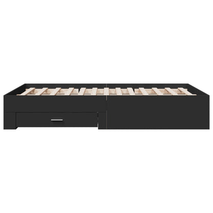 vidaXL Bed Frame | Black | Engineered wood | 135 x 190 cm Double | Bed Frame