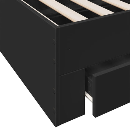 vidaXL Bed Frame | Black | Engineered wood | 135 x 190 cm Double | Bed Frame
