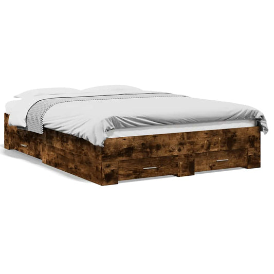 vidaXL Bed Frame | Smoked Oak | Engineered Wood, Plywood | Double | Bed Frame