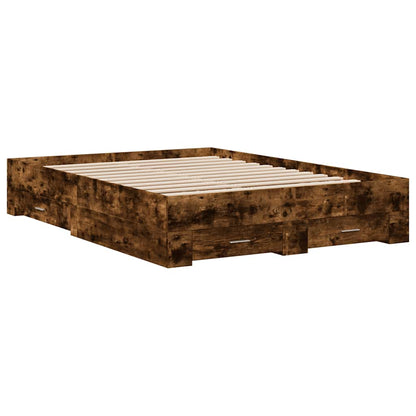 vidaXL Bed Frame | Smoked Oak | Engineered Wood, Plywood | Double | Bed Frame
