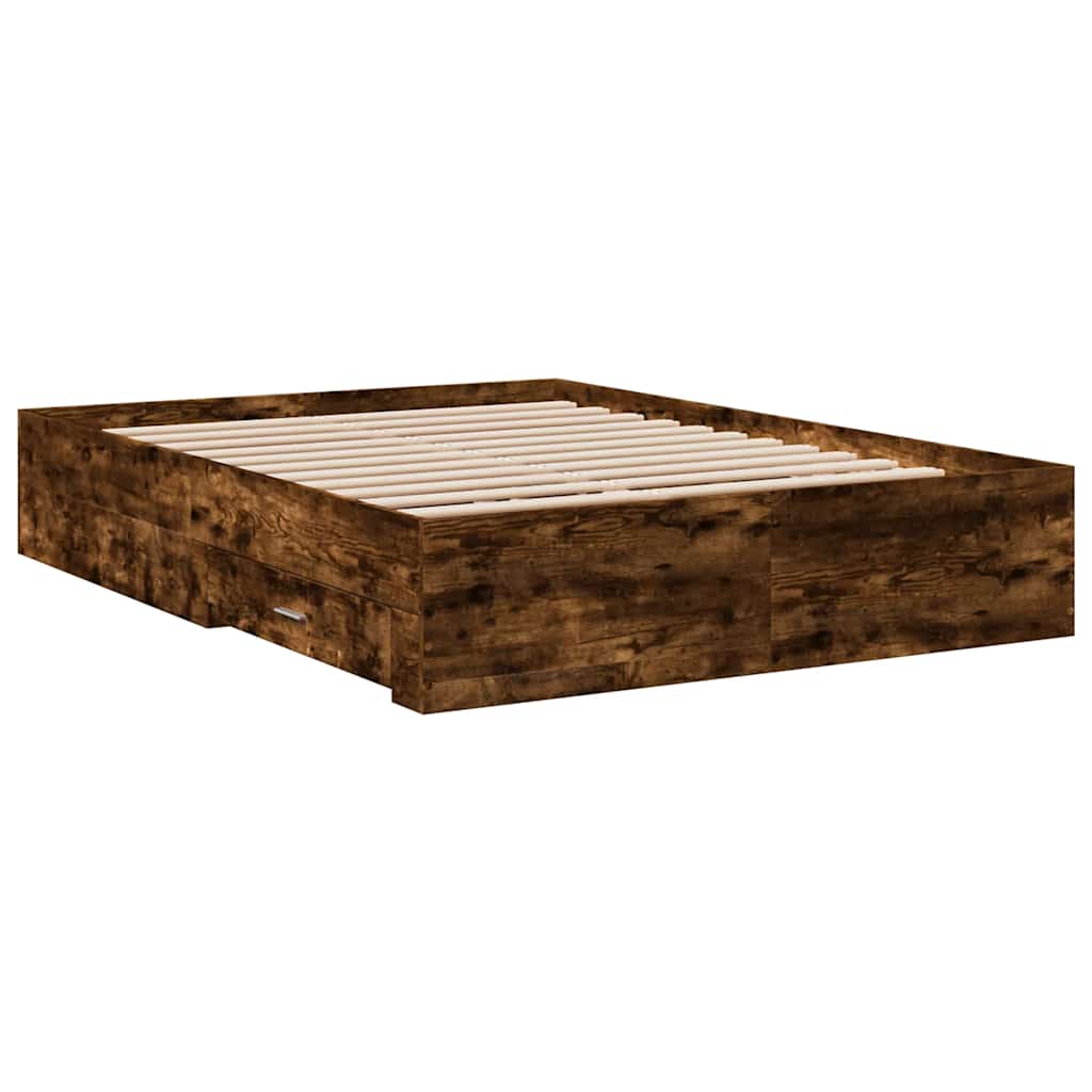 vidaXL Bed Frame | Smoked Oak | Engineered Wood, Plywood | Double | Bed Frame