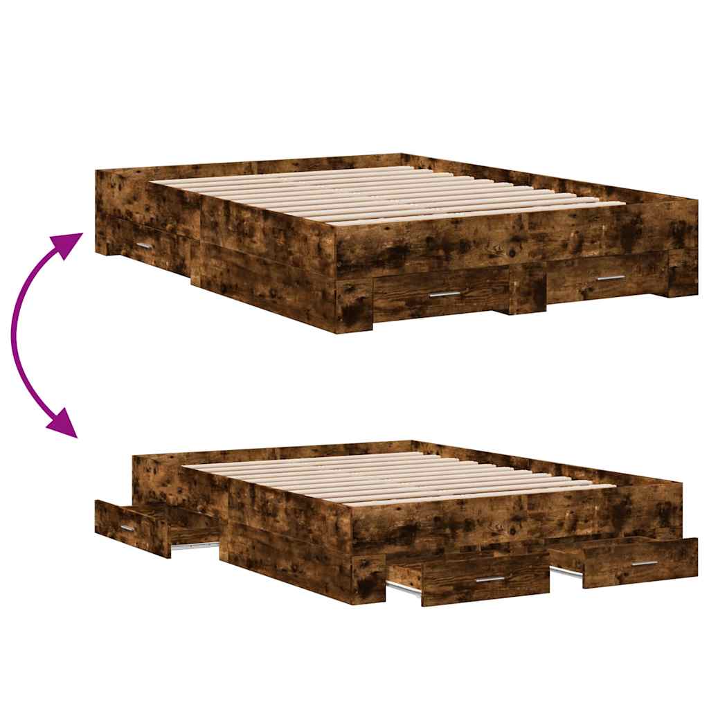 vidaXL Bed Frame | Smoked Oak | Engineered Wood, Plywood | Double | Bed Frame
