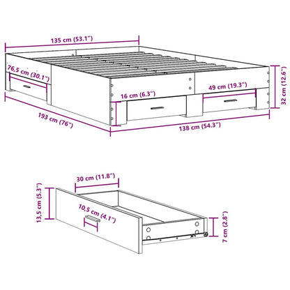 vidaXL Bed Frame | Smoked Oak | Engineered Wood, Plywood | Double | Bed Frame