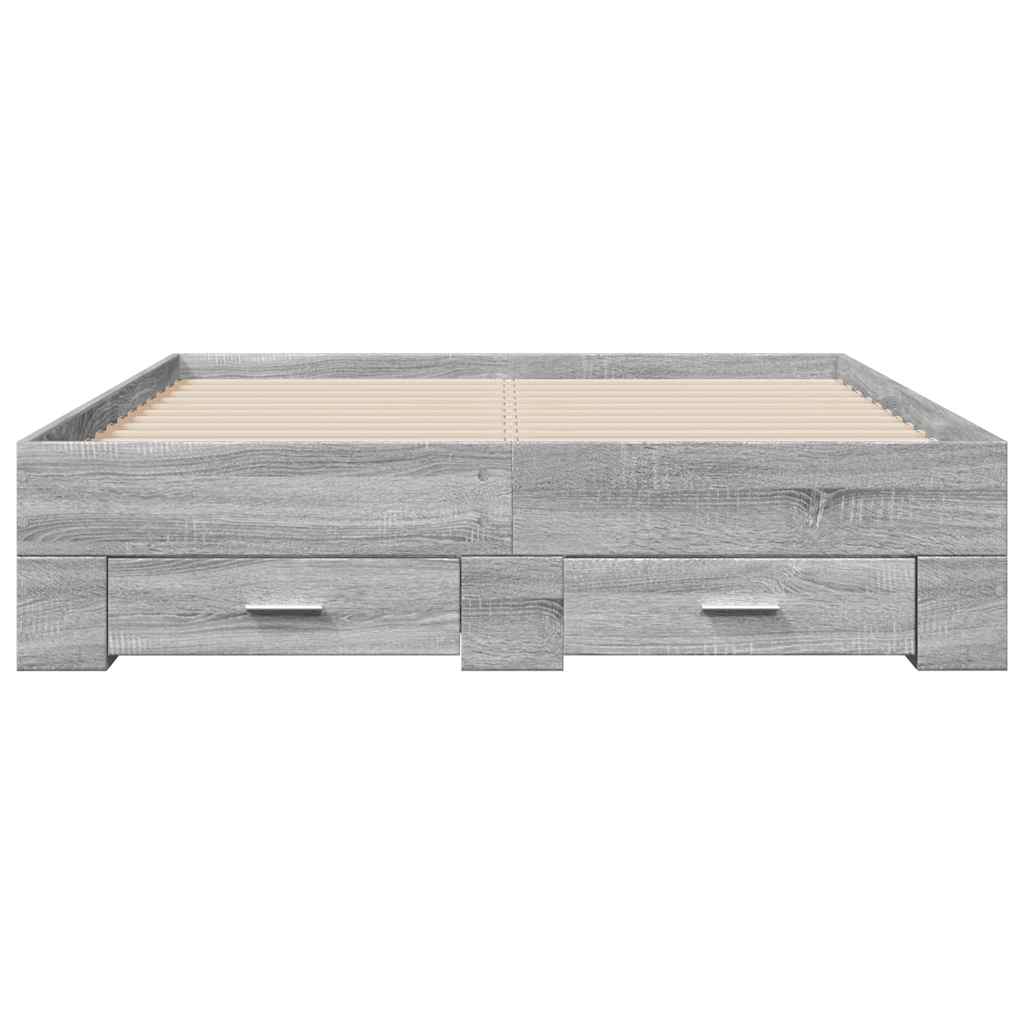 vidaXL Bed Frame with Drawers without Mattress Grey Sonoma 135x190 cm Double