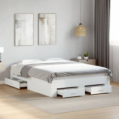 vidaXL Bed Frame | White | Engineered wood | Small Double | Bed Frame