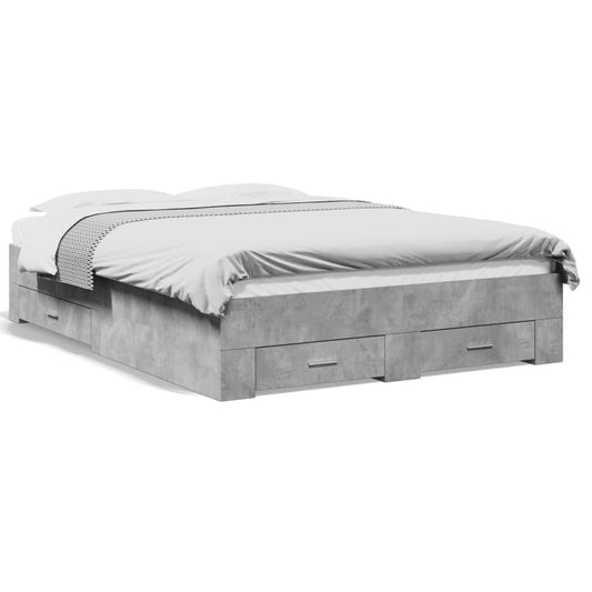 vidaXL Bed Frame | Concrete Grey | Engineered Wood | Small Double | Bed Frame