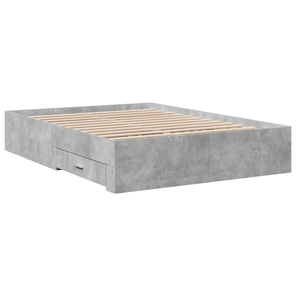 vidaXL Bed Frame | Concrete Grey | Engineered Wood | Small Double | Bed Frame