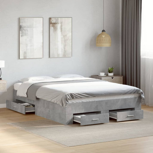 vidaXL Bed Frame | Concrete Grey | Engineered Wood | Small Double | Bed Frame