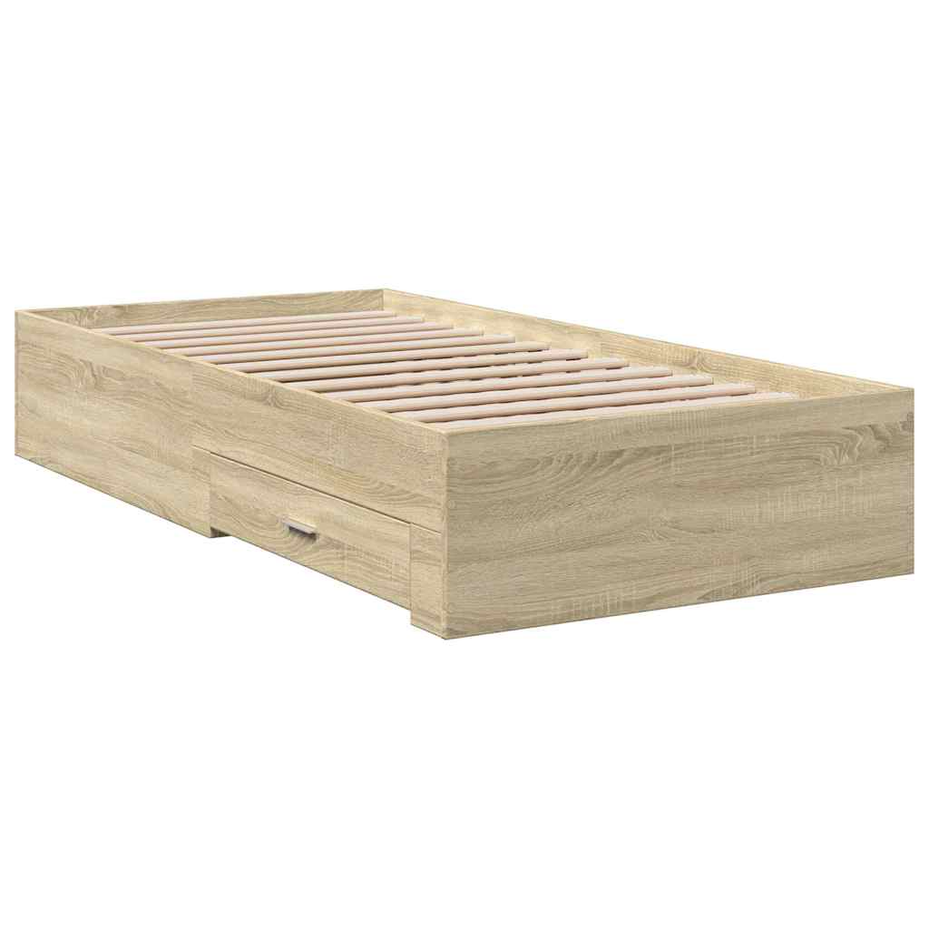 vidaXL Bed Frame | Sonoma oak | Engineered wood | 100x200 cm | Bed Frame