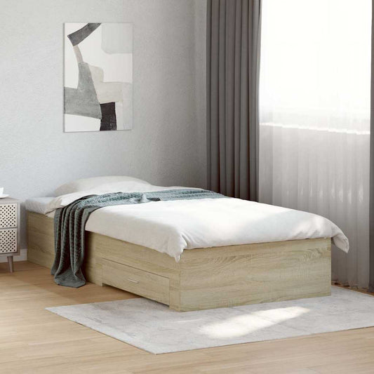 vidaXL Bed Frame | Sonoma oak | Engineered wood | 100x200 cm | Bed Frame