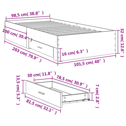 vidaXL Bed Frame | Concrete grey | Engineered wood, plywood | Single | Bed Frame