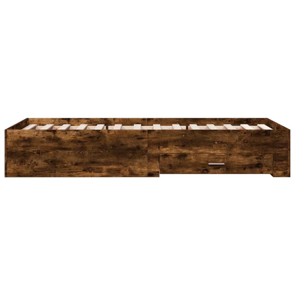 vidaXL Bed Frame | Smoked oak | Engineered wood and Plywood | Single | Bed Frame