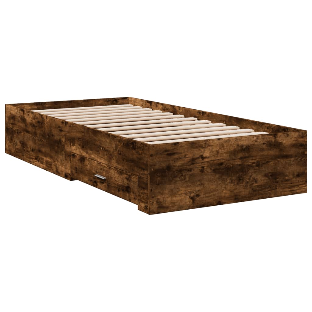 vidaXL Bed Frame | Smoked oak | Engineered wood and Plywood | Single | Bed Frame