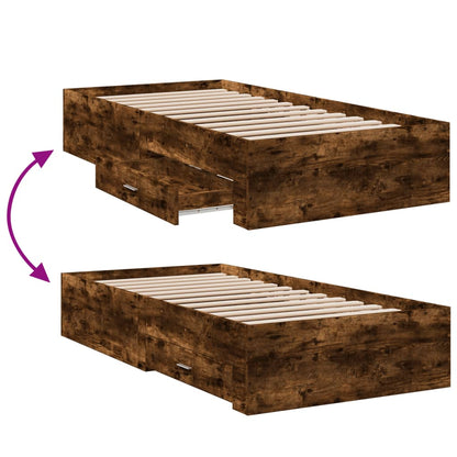 vidaXL Bed Frame | Smoked oak | Engineered wood and Plywood | Single | Bed Frame