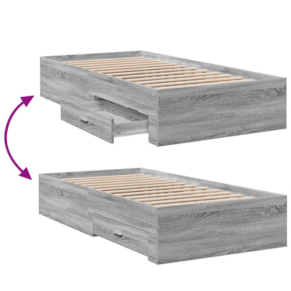 vidaXL Bed Frame | Grey Sonoma | Engineered Wood | Single | Bed Frame
