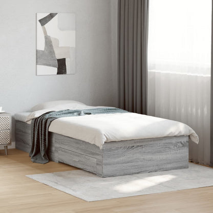 vidaXL Bed Frame | Grey Sonoma | Engineered Wood | Single | Bed Frame