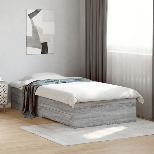 vidaXL Bed Frame | Grey Sonoma | Engineered Wood | Single | Bed Frame