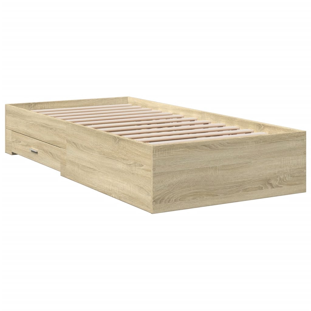 vidaXL Bed Frame | Sonoma Oak | Engineered Wood, Plywood | 90x200 cm | Bed Frame
