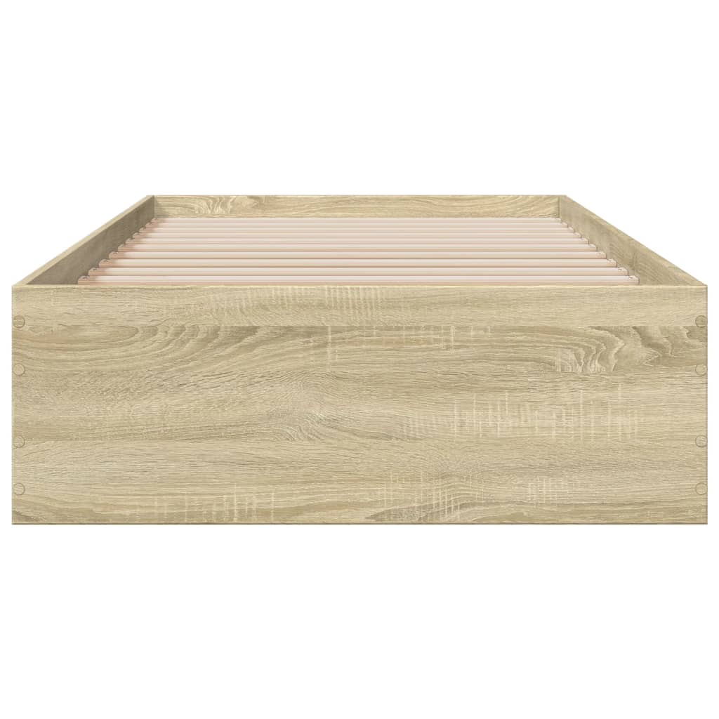 vidaXL Bed Frame | Sonoma Oak | Engineered Wood, Plywood | 90x200 cm | Bed Frame