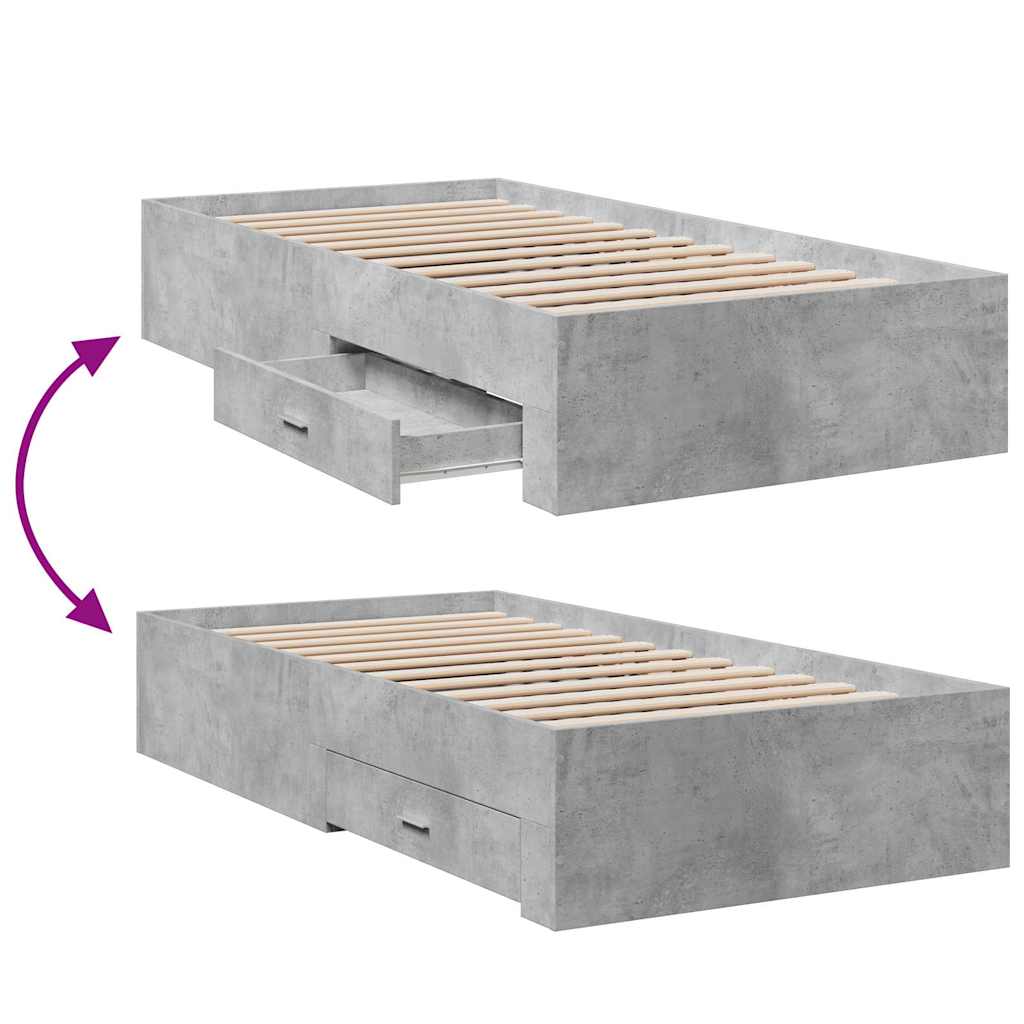 vidaXL Bed Frame | Concrete Grey | Engineered Wood | 90 x 200 cm | Bed Frame