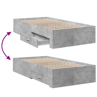 vidaXL Bed Frame | Concrete Grey | Engineered Wood | 90 x 200 cm | Bed Frame