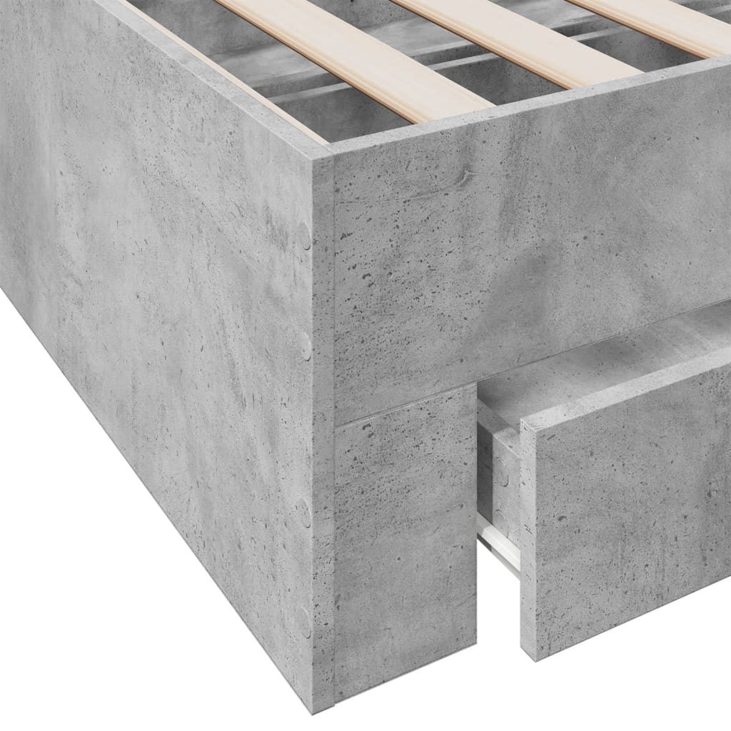 vidaXL Bed Frame | Concrete Grey | Engineered Wood | 90 x 200 cm | Bed Frame