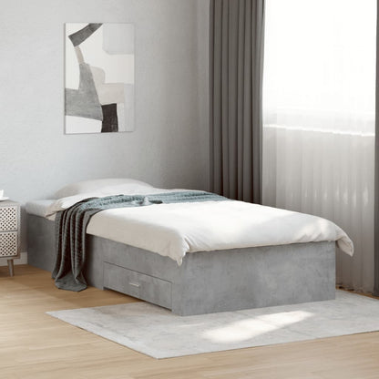 vidaXL Bed Frame | Concrete Grey | Engineered Wood | 90 x 200 cm | Bed Frame