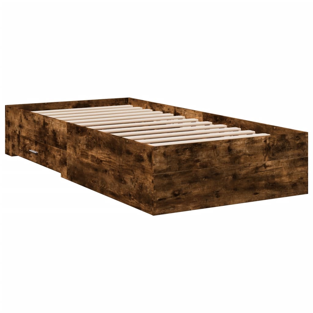 vidaXL Bed Frame | Smoked Oak | Engineered Wood | 90x200 cm | Bed Frame