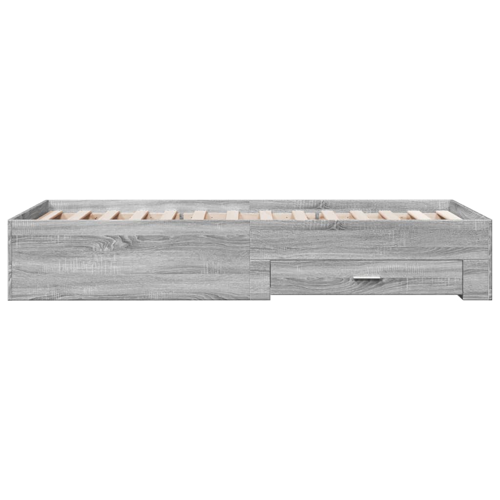 vidaXL Bed Frame with Drawers without Mattress Grey Sonoma 90x200 cm