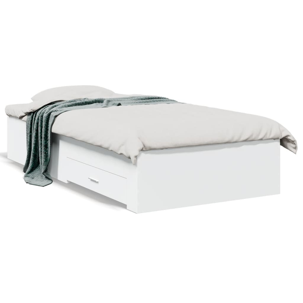 vidaXL Bed Frame | White | Engineered wood | Single | Bed Frame | Rectangular