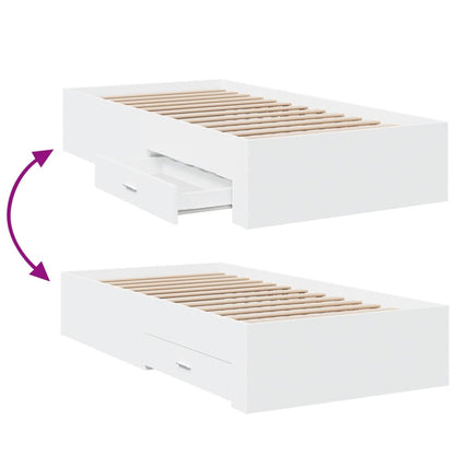 vidaXL Bed Frame | White | Engineered wood | Single | Bed Frame | Rectangular