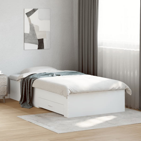 vidaXL Bed Frame | White | Engineered wood | Single | Bed Frame | Rectangular