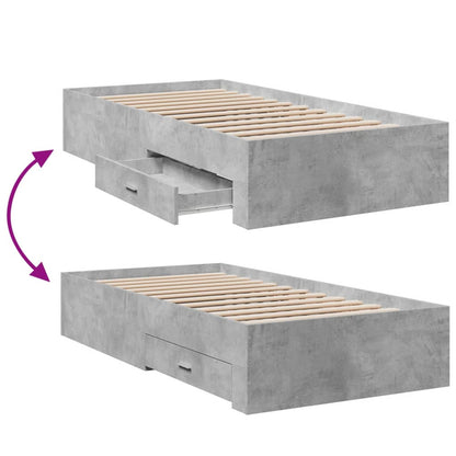 vidaXL Bed Frame | Concrete grey | Engineered wood and plywood | Single