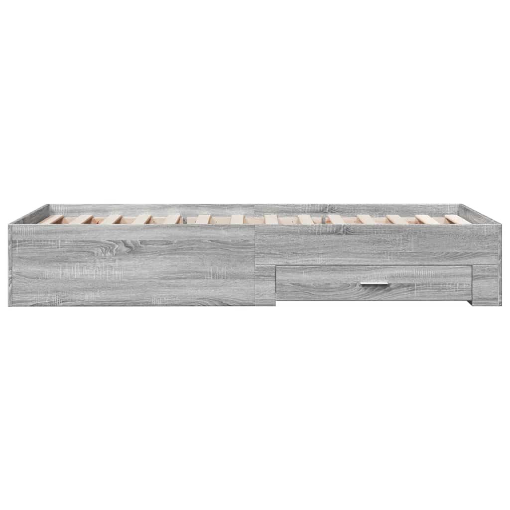 vidaXL Bed Frame with Drawers without Mattress Grey Sonoma 90x190 cm Single