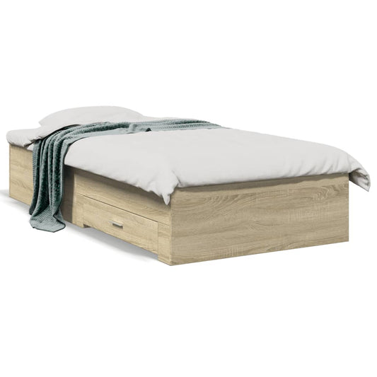 vidaXL Bed Frame | Sonoma Oak | Engineered Wood | 75x190 cm Small Single