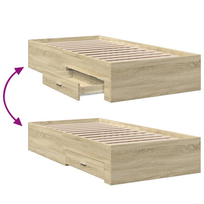 vidaXL Bed Frame | Sonoma Oak | Engineered Wood | 75x190 cm Small Single