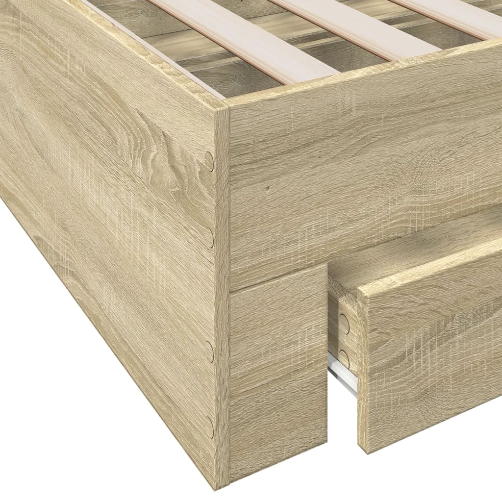vidaXL Bed Frame | Sonoma Oak | Engineered Wood | 75x190 cm Small Single