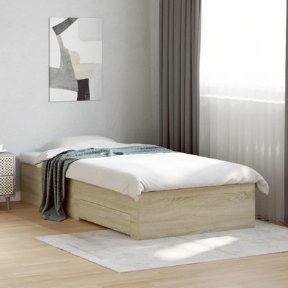 vidaXL Bed Frame | Sonoma Oak | Engineered Wood | 75x190 cm Small Single