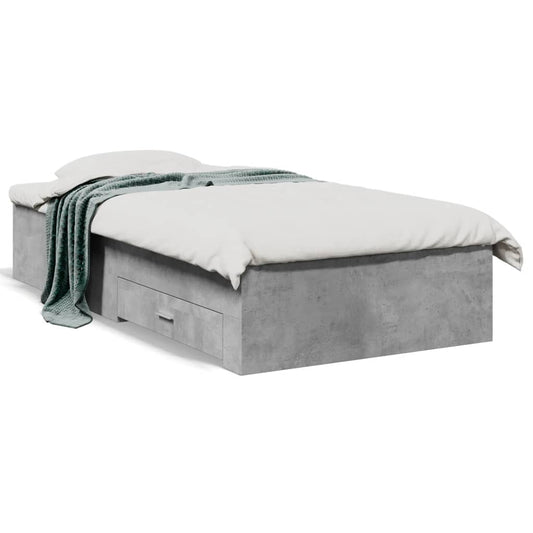 vidaXL Bed Frame | Concrete Grey | Engineered wood, Plywood | Small Single