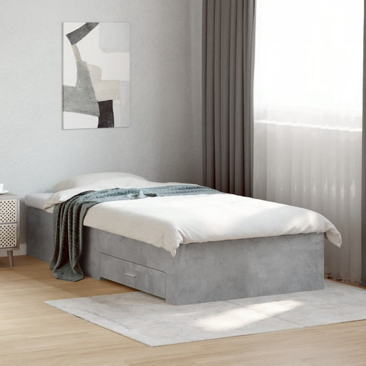 vidaXL Bed Frame | Concrete Grey | Engineered wood, Plywood | Small Single