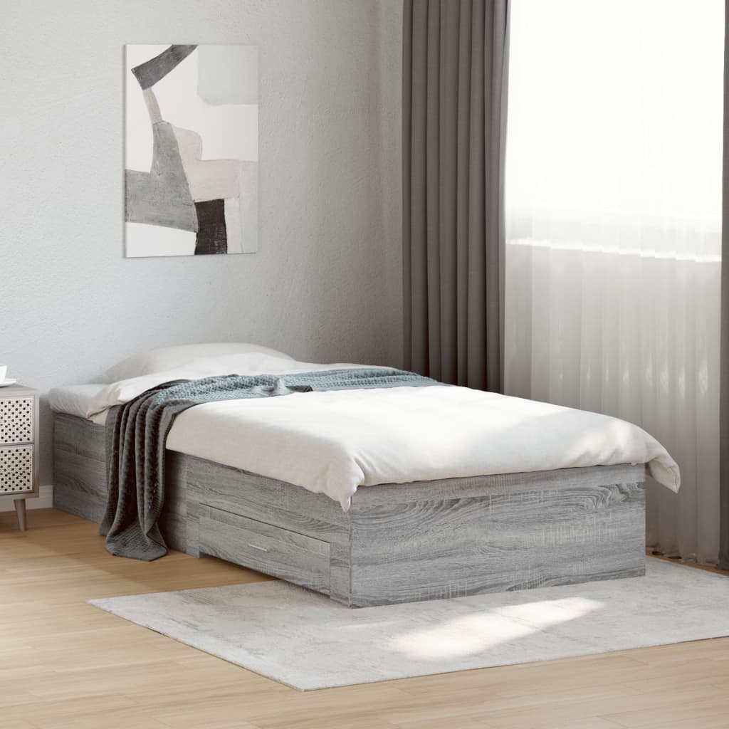 vidaXL Bed Frame | Grey Sonoma | Engineered wood | Small Single | Bed Frame