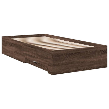 vidaXL Bed Frame | Brown Oak | Engineered Wood, Plywood | Small Single