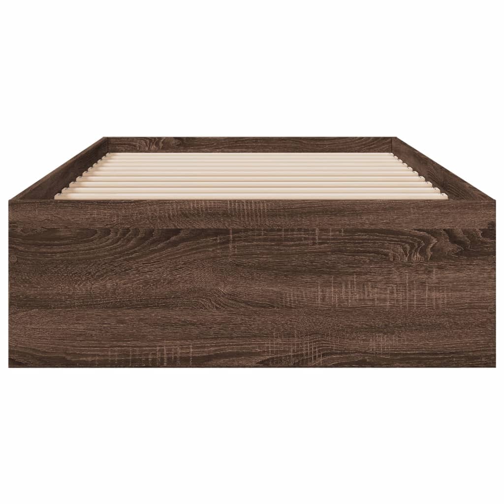 vidaXL Bed Frame | Brown Oak | Engineered Wood, Plywood | Small Single
