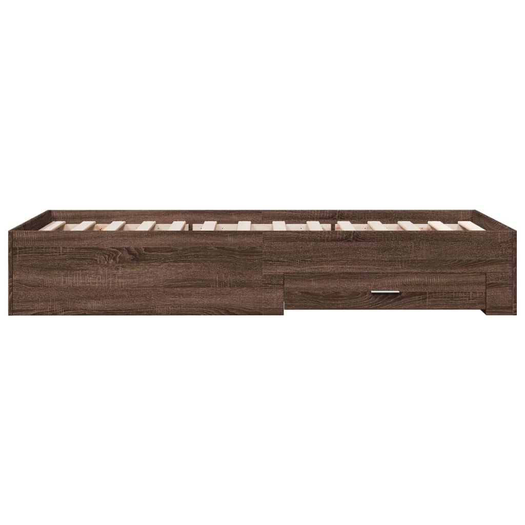 vidaXL Bed Frame | Brown Oak | Engineered Wood, Plywood | Small Single