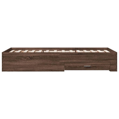 vidaXL Bed Frame | Brown Oak | Engineered Wood, Plywood | Small Single