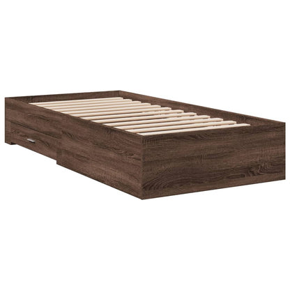 vidaXL Bed Frame | Brown Oak | Engineered Wood, Plywood | Small Single