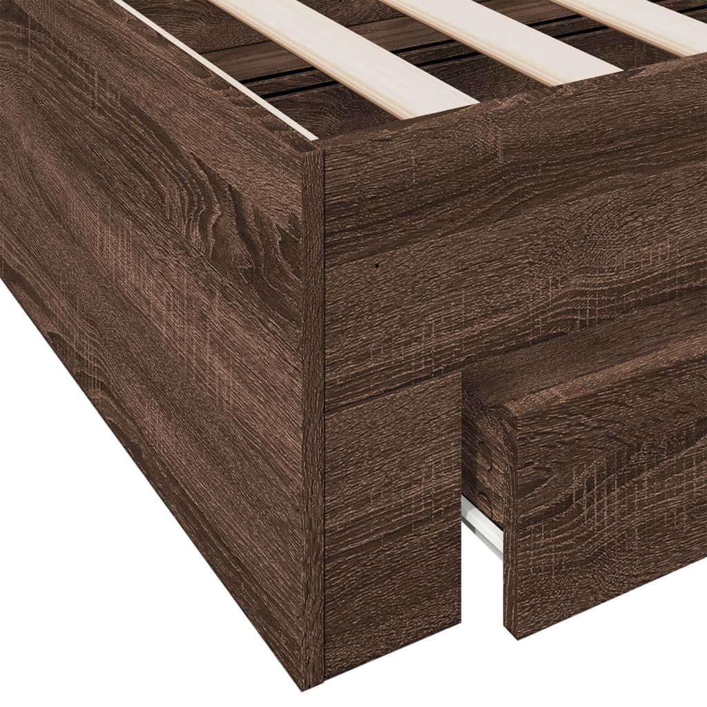 vidaXL Bed Frame | Brown Oak | Engineered Wood, Plywood | Small Single