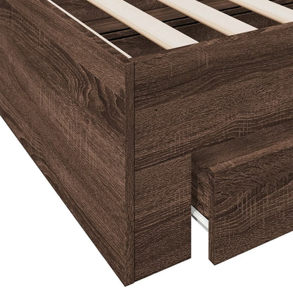 vidaXL Bed Frame | Brown Oak | Engineered Wood, Plywood | Small Single